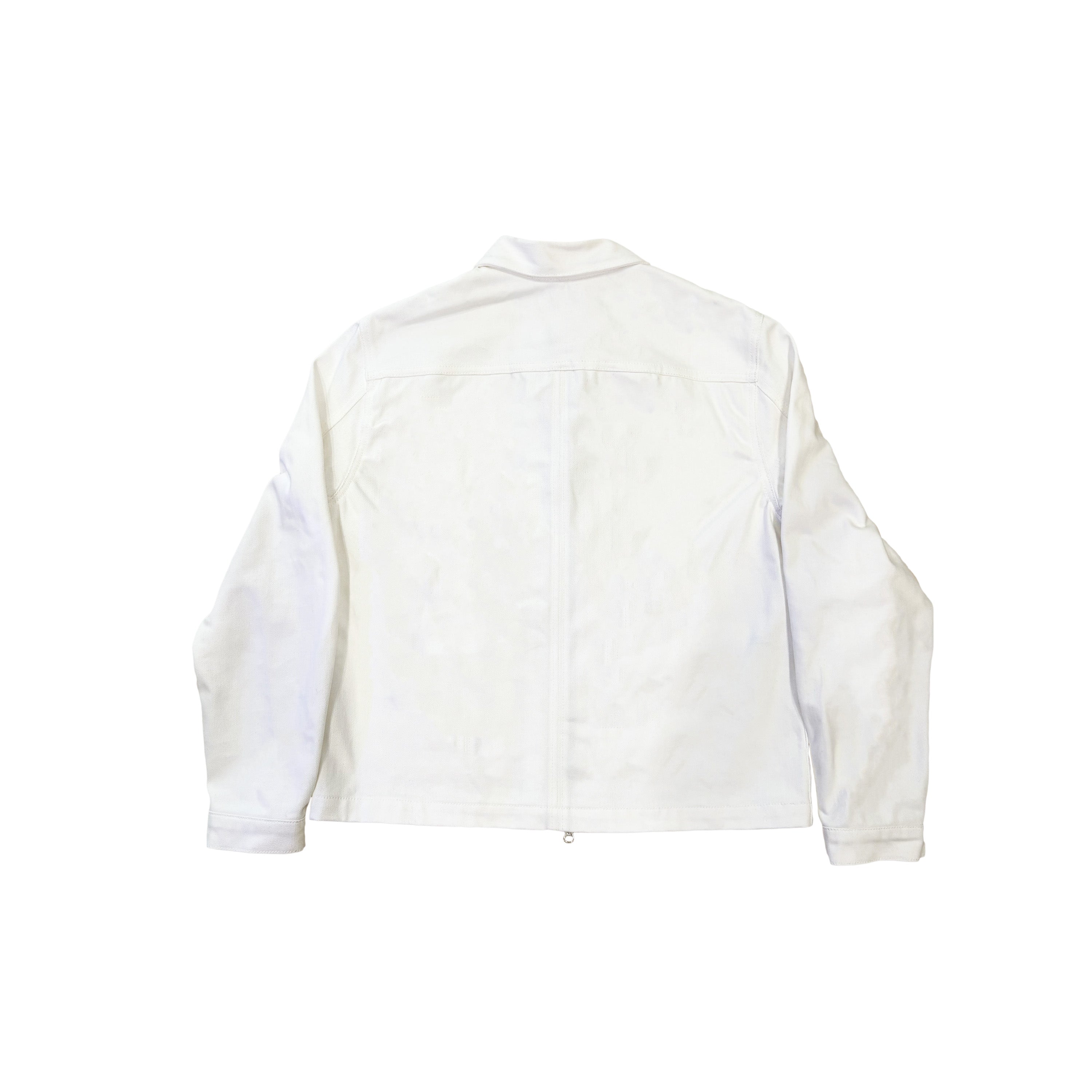 WHITE DENIM DOUBLE ZIP JACKET