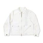 WHITE DENIM DOUBLE ZIP JACKET